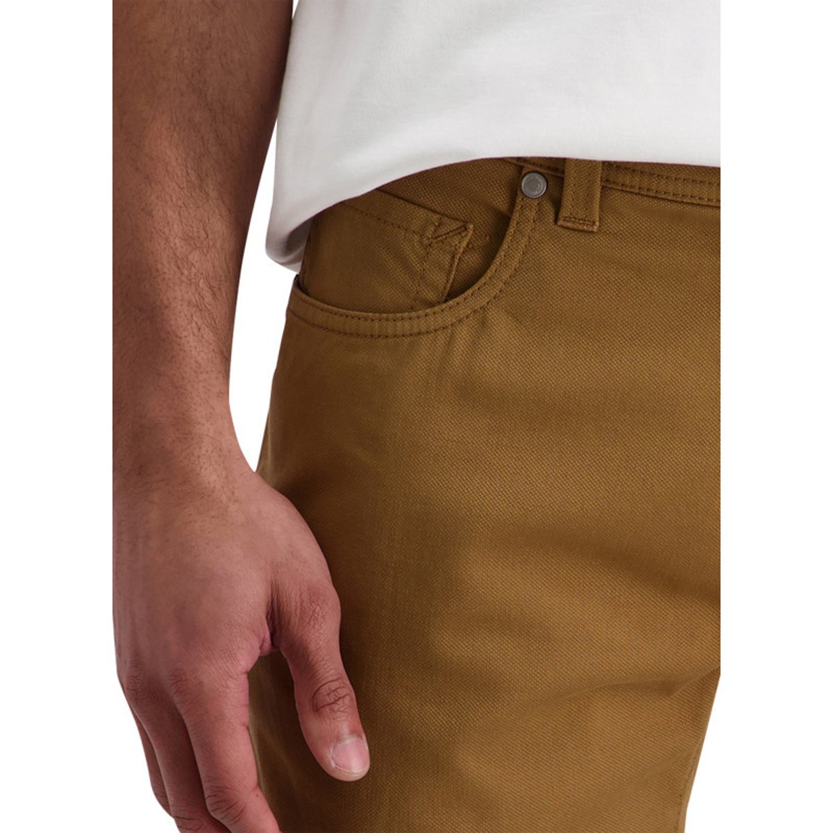 Short en coton camel uni avec une coupe ajustée et des poches italiennes marron, CARDIN SPORTSWEAR
