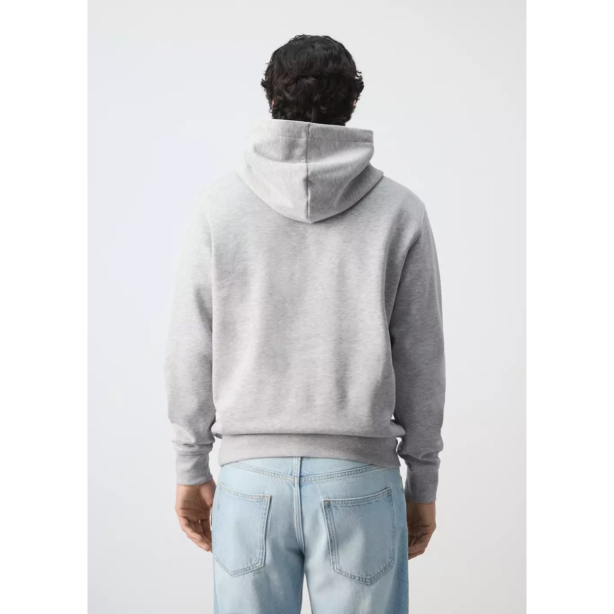 Sweat-shirt capuche coton texte gris chiné moyen, MANGO MAN