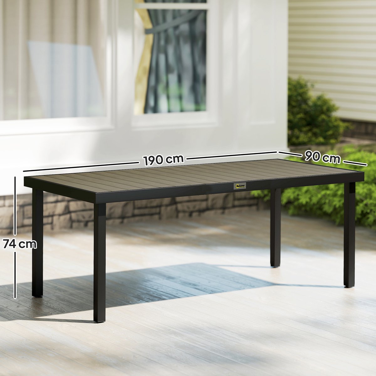 Table de jardin Aluminium marron, OUTSUNNY