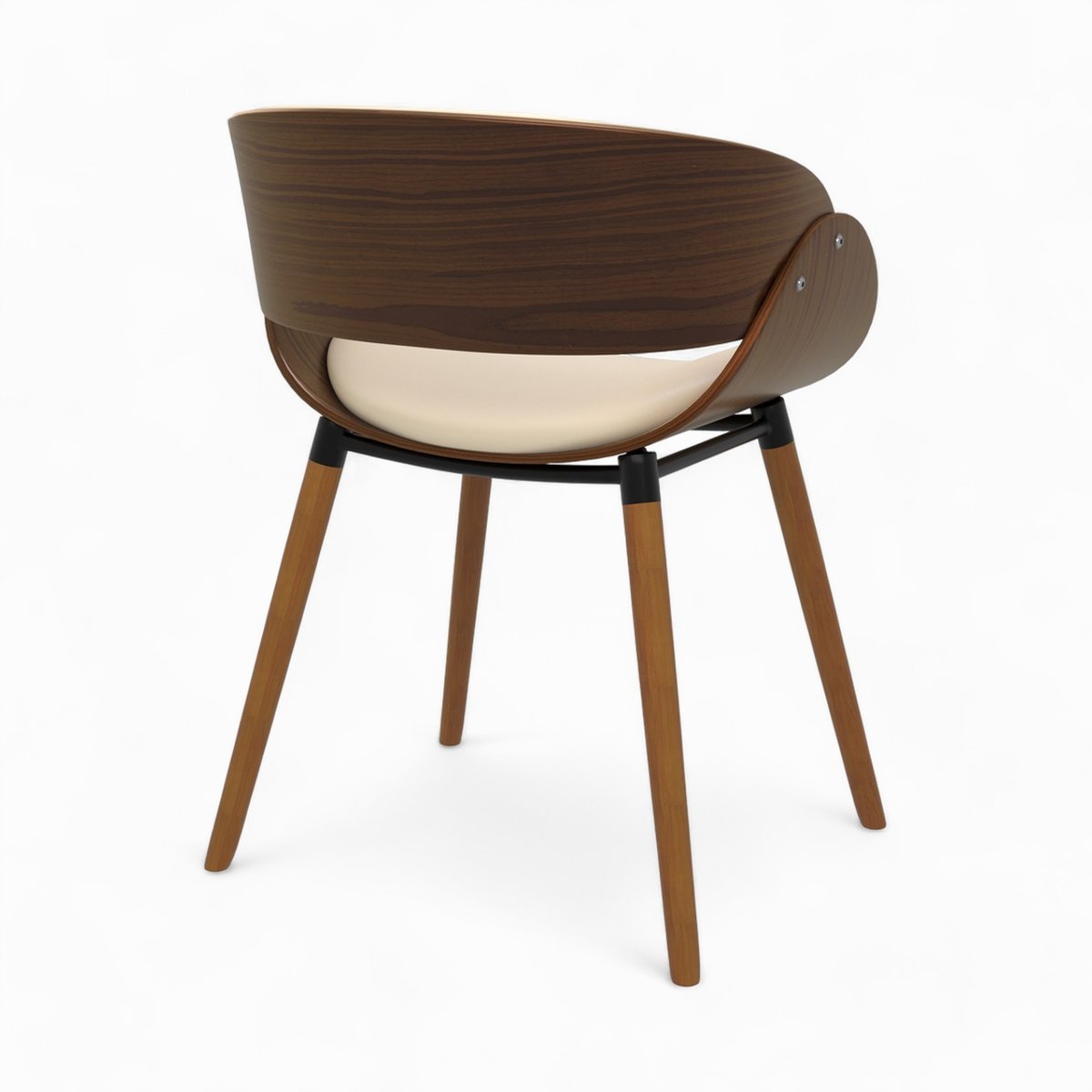 Chaise en cuir synthétique plaqué noyer - POLO beige, MAISON PAVANE