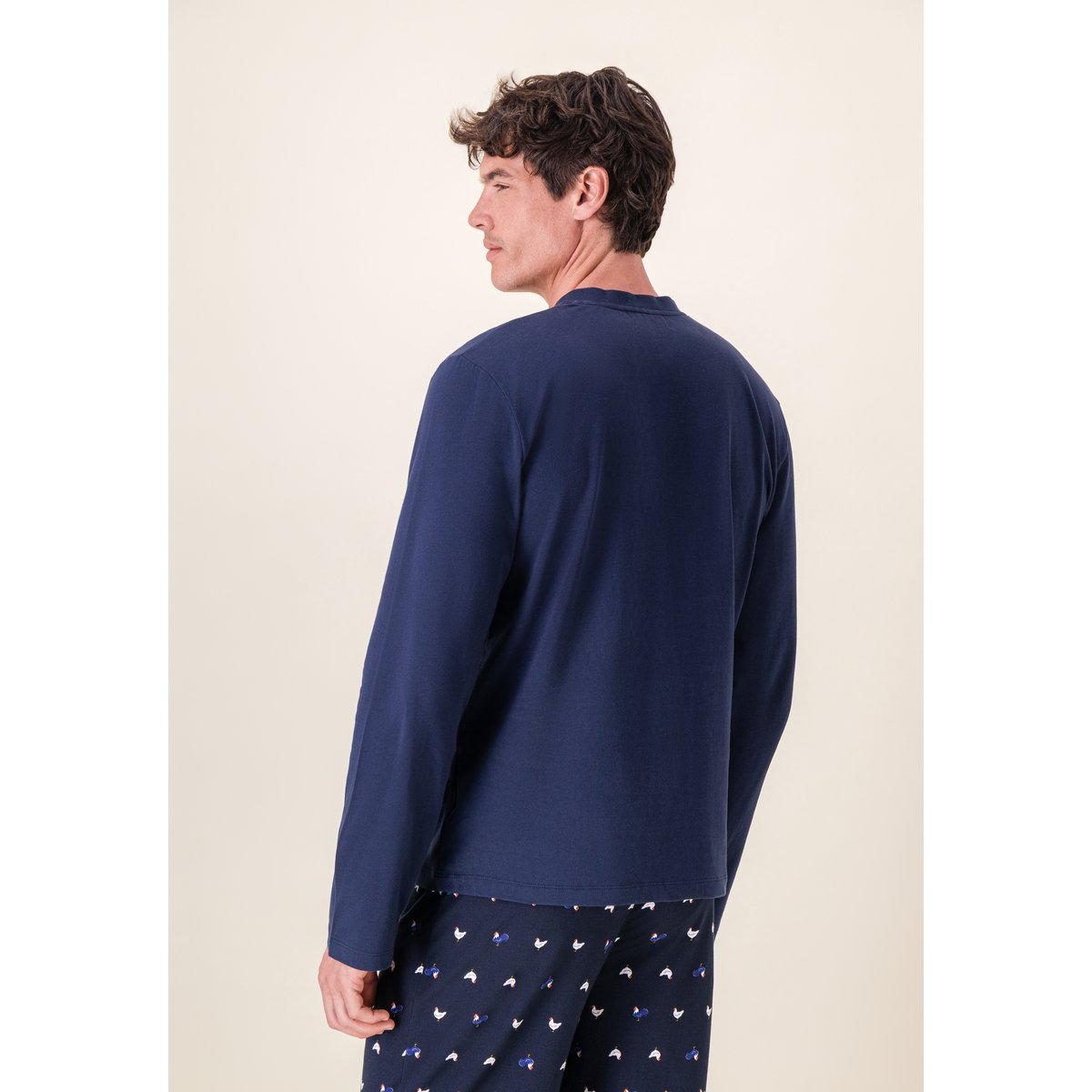 Ensemble pyjama haut et pantalon à motif coq marine en coton Tony coq marine, LE SLIP FRANCAIS