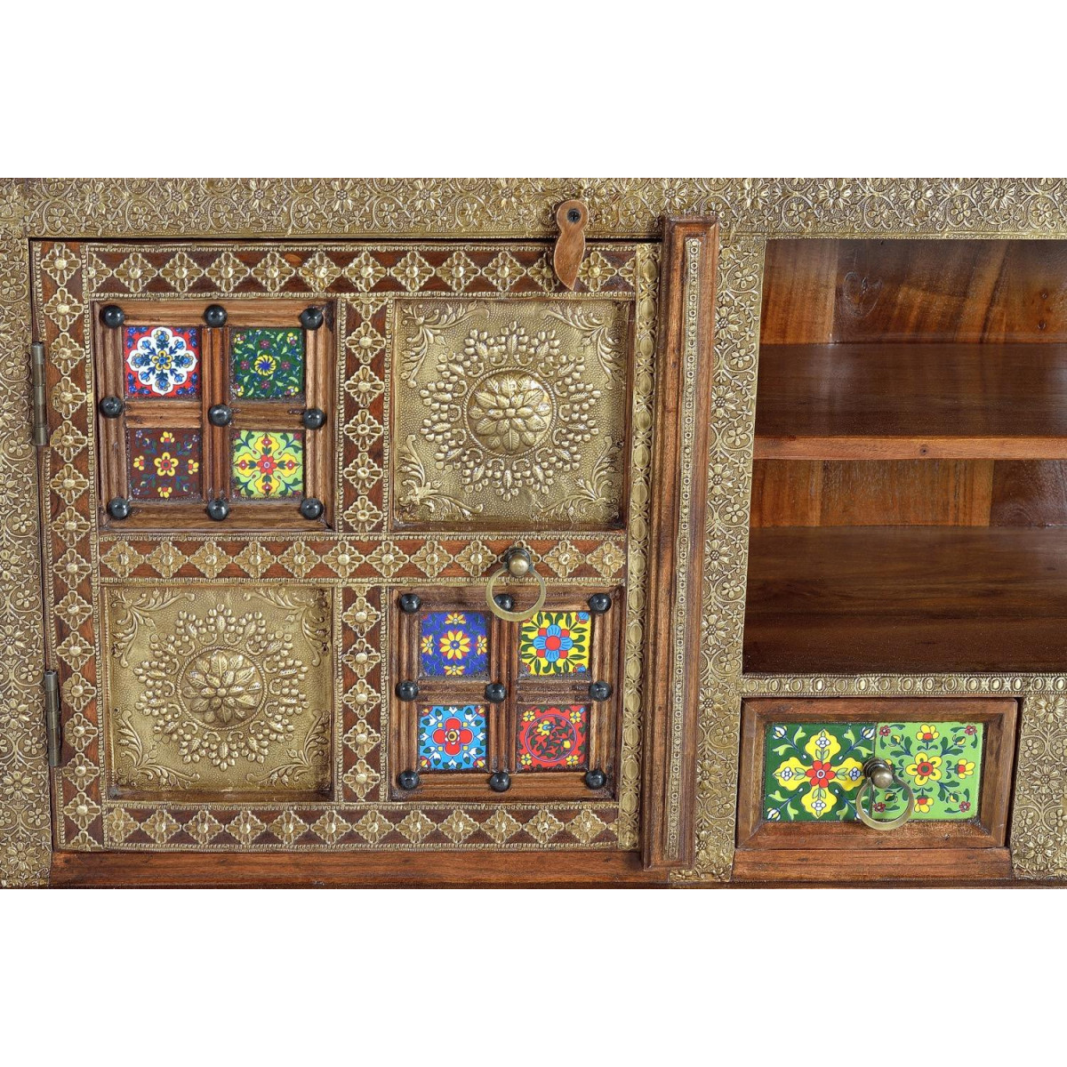 Meuble tv 3 tiroirs bronze - PHILOMÈNE or, DECORATION D’AUTREFOIS