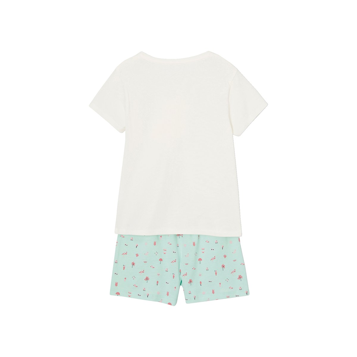 Lot 2 pyjashorts 1 motif arc-en-ciel + 1 motif flamant rose turquoise, VERTBAUDET
