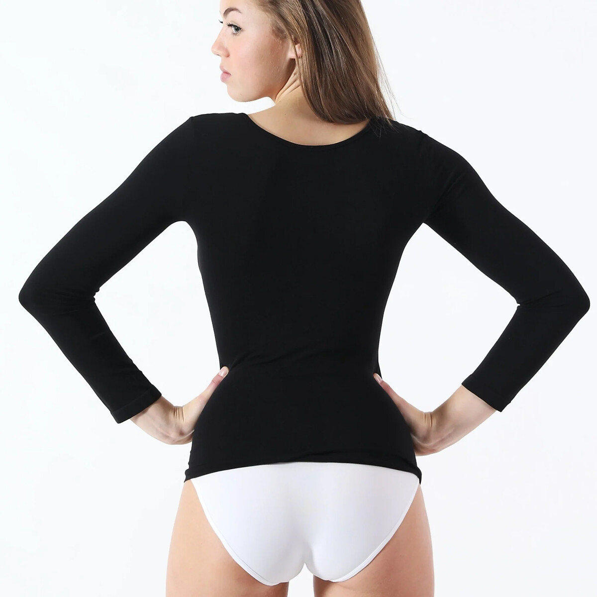 Tee-shirt thermo manches longues minceur noir, LYTESS