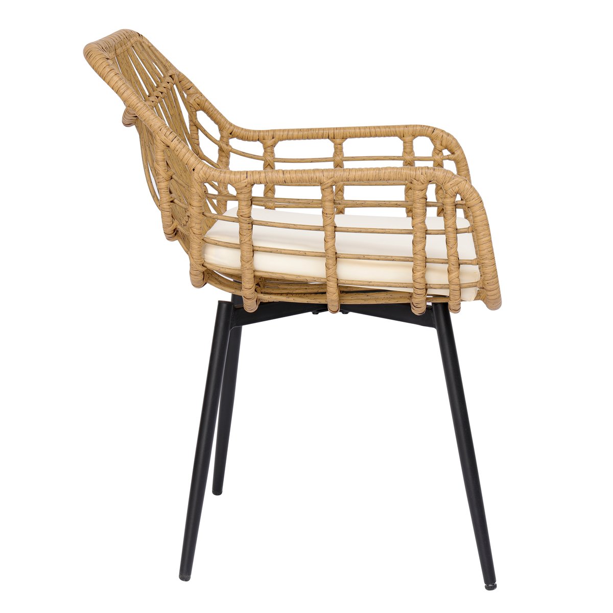 Lot de 2 chaises, métal et rotin, HANOI marron, NORDLYS