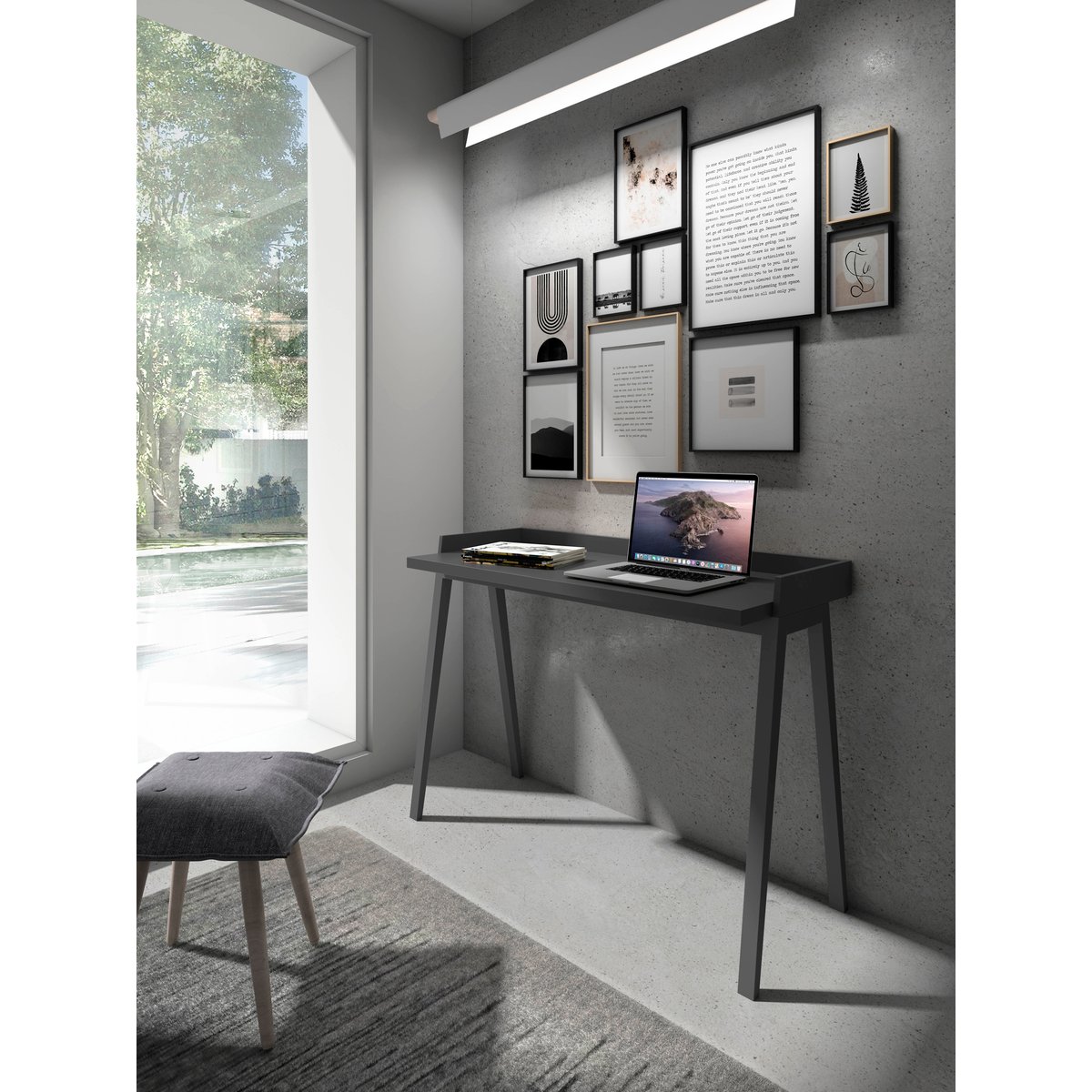 Bureau en placard et hêtre, PARIS graphite, HERDASA