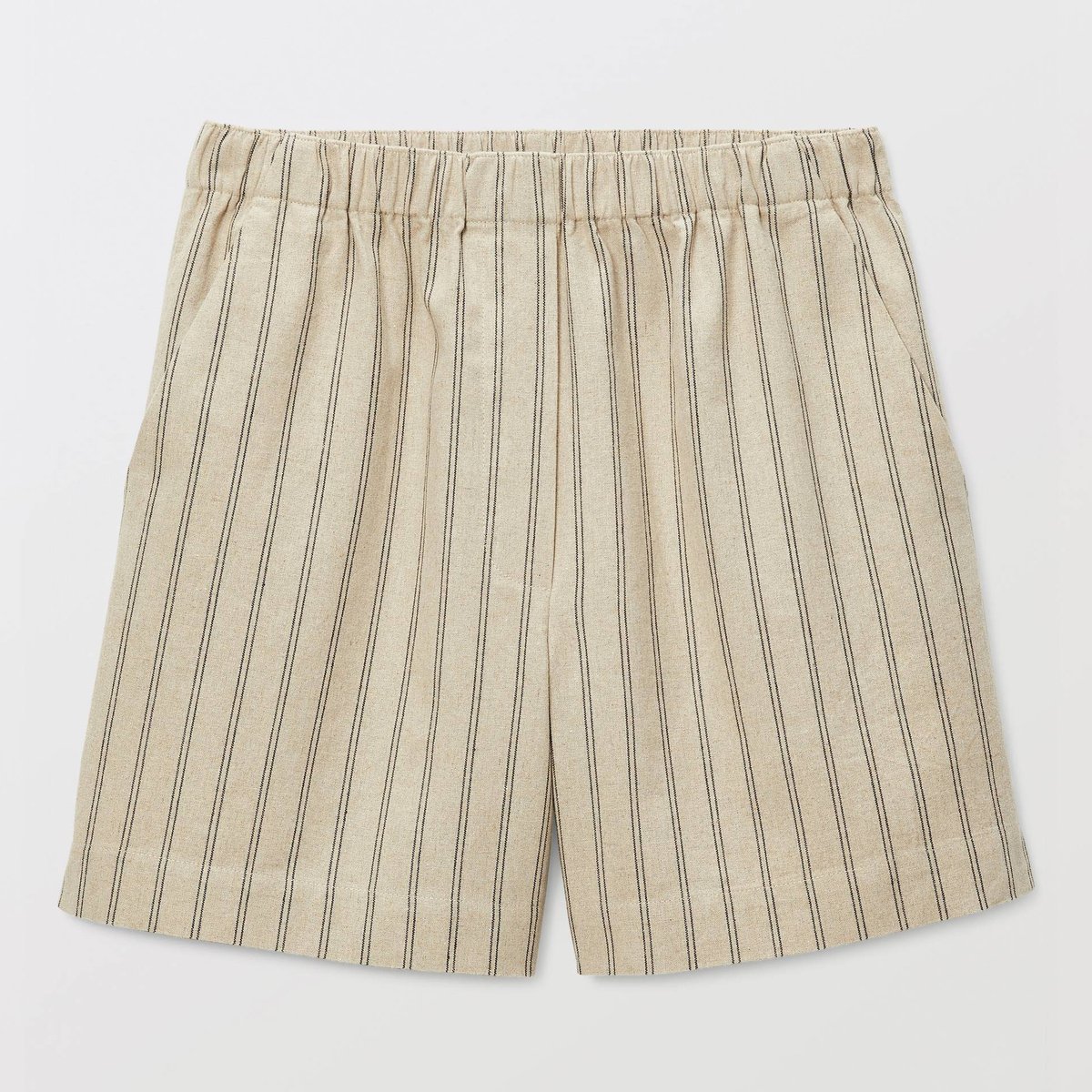 Short rayé élastiqué en lin et coton aphrodite, MONOPRIX