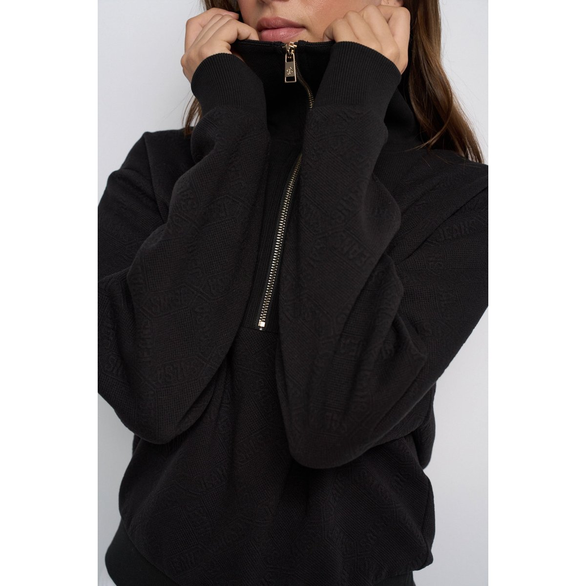 SWEATSHIRT EN JACQUARD ZIPPÉ noir, SALSA JEANS