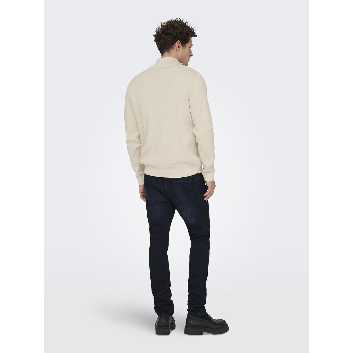 Pull col montant zippé, droit ecru, ONLY & SONS