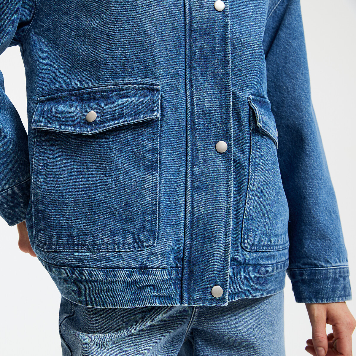 Chaqueta vaquera con forro sherpa azul stone, LA REDOUTE COLLECTIONS