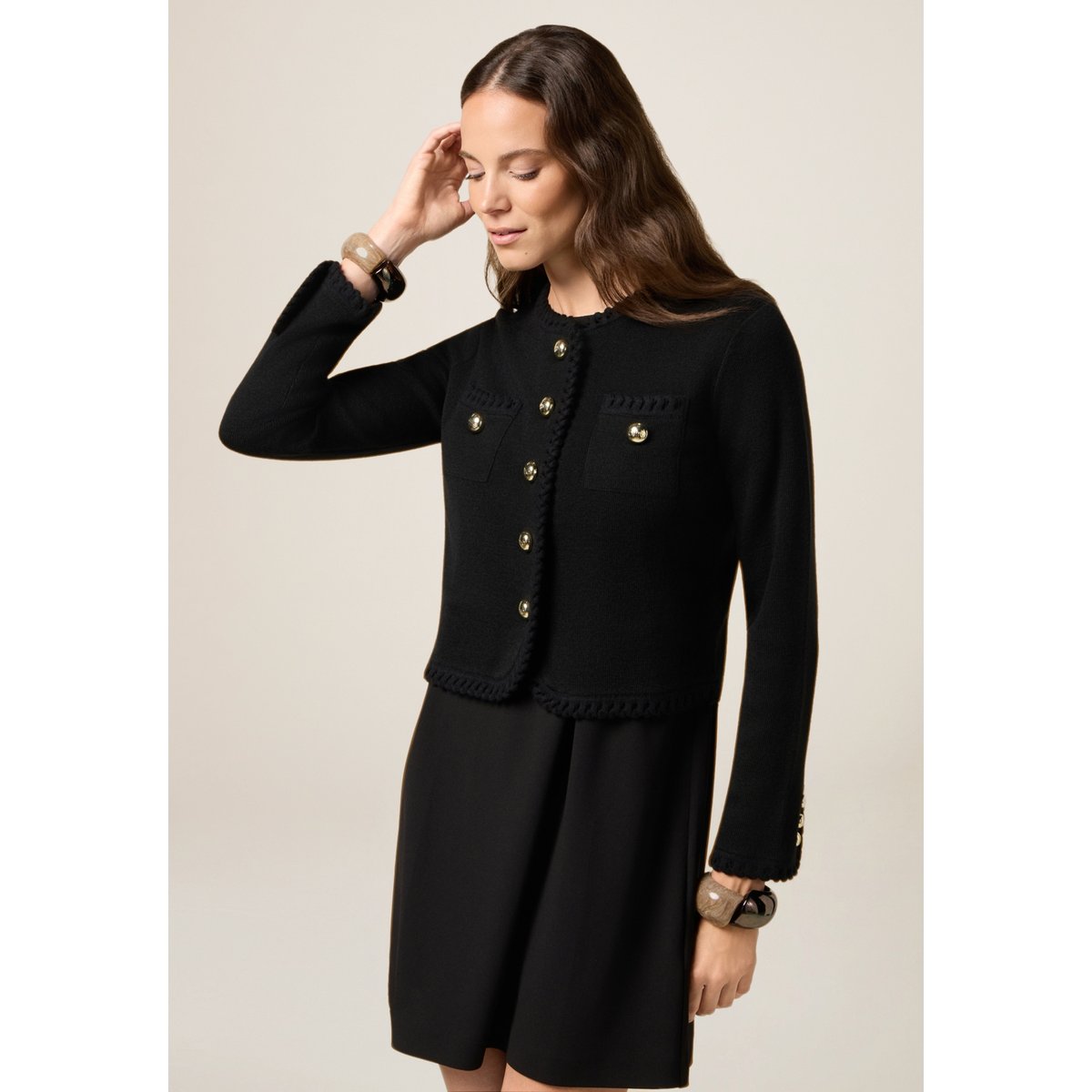 Veste avec bordures travaillées noir, OLTRE