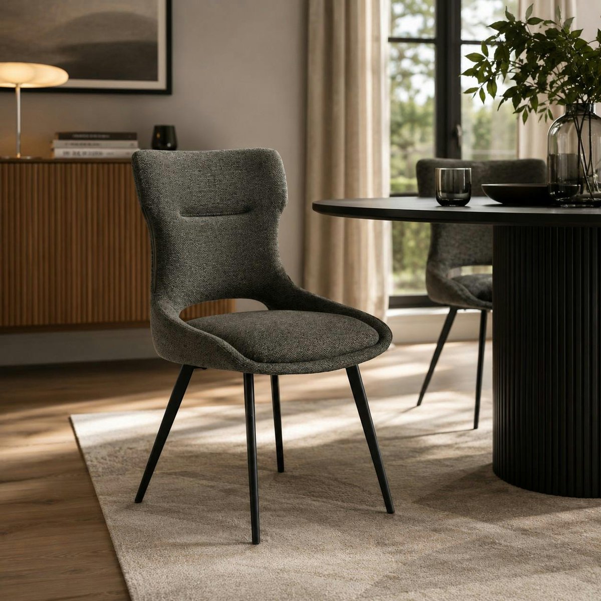 Chaise de salle à manger en tissu (lot de 2) LUGANO gris, PIER IMPORT
