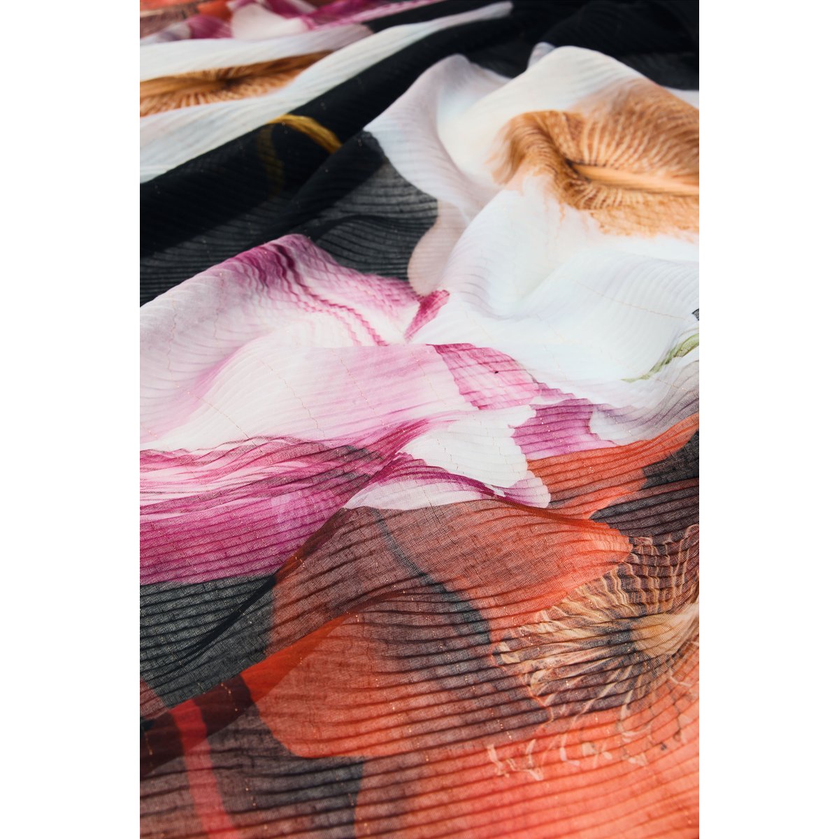 Foulard imprimé fleurs noir, DESIGUAL