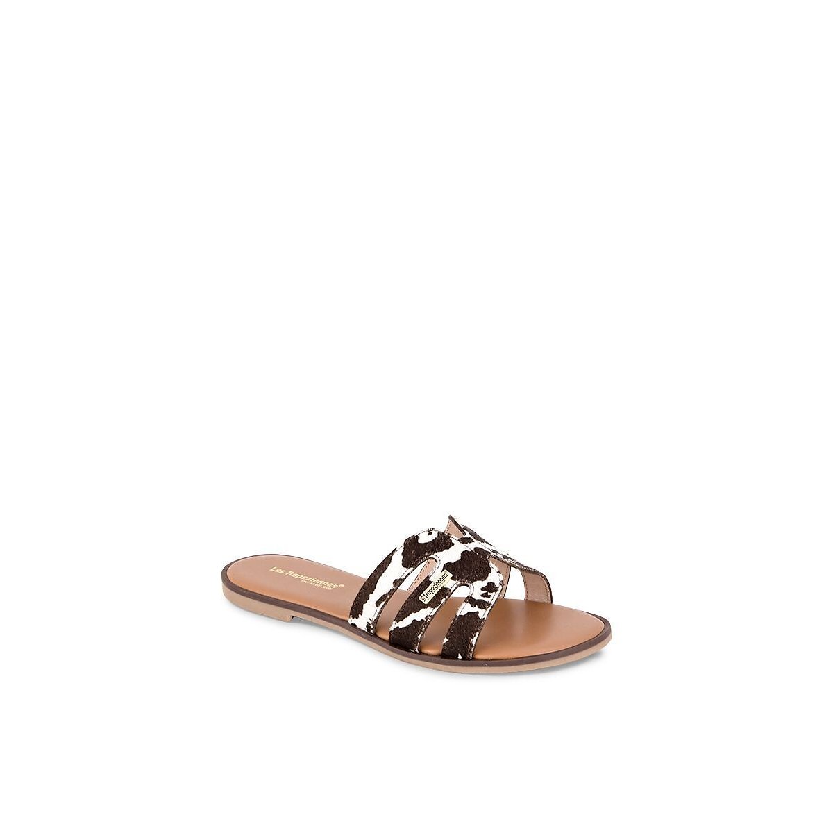 Mules plates en cuir Hamigapo marron/blanc, LES TROPEZIENNES PAR M.BELARBI