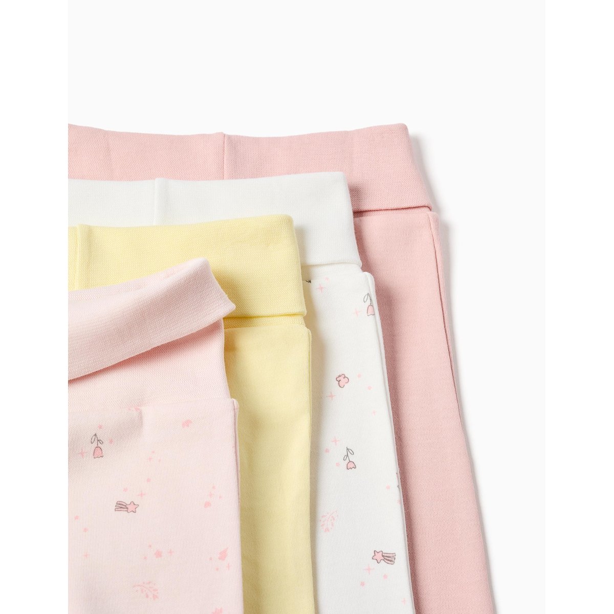 Lot de 4 pantalons en coton unis/à fleurs multicolore, ZIPPY