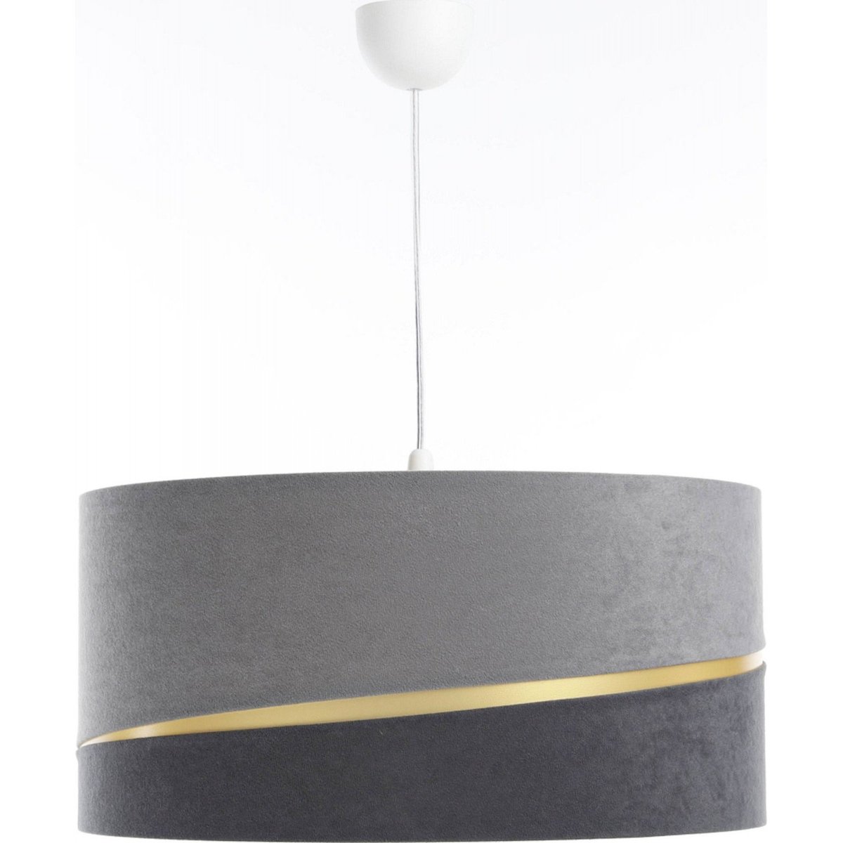 Suspension en lin SWING abat-jour en satin microfibre gris et gris anthracite, liseret doré et intérieur doré, BPS KONCEPT