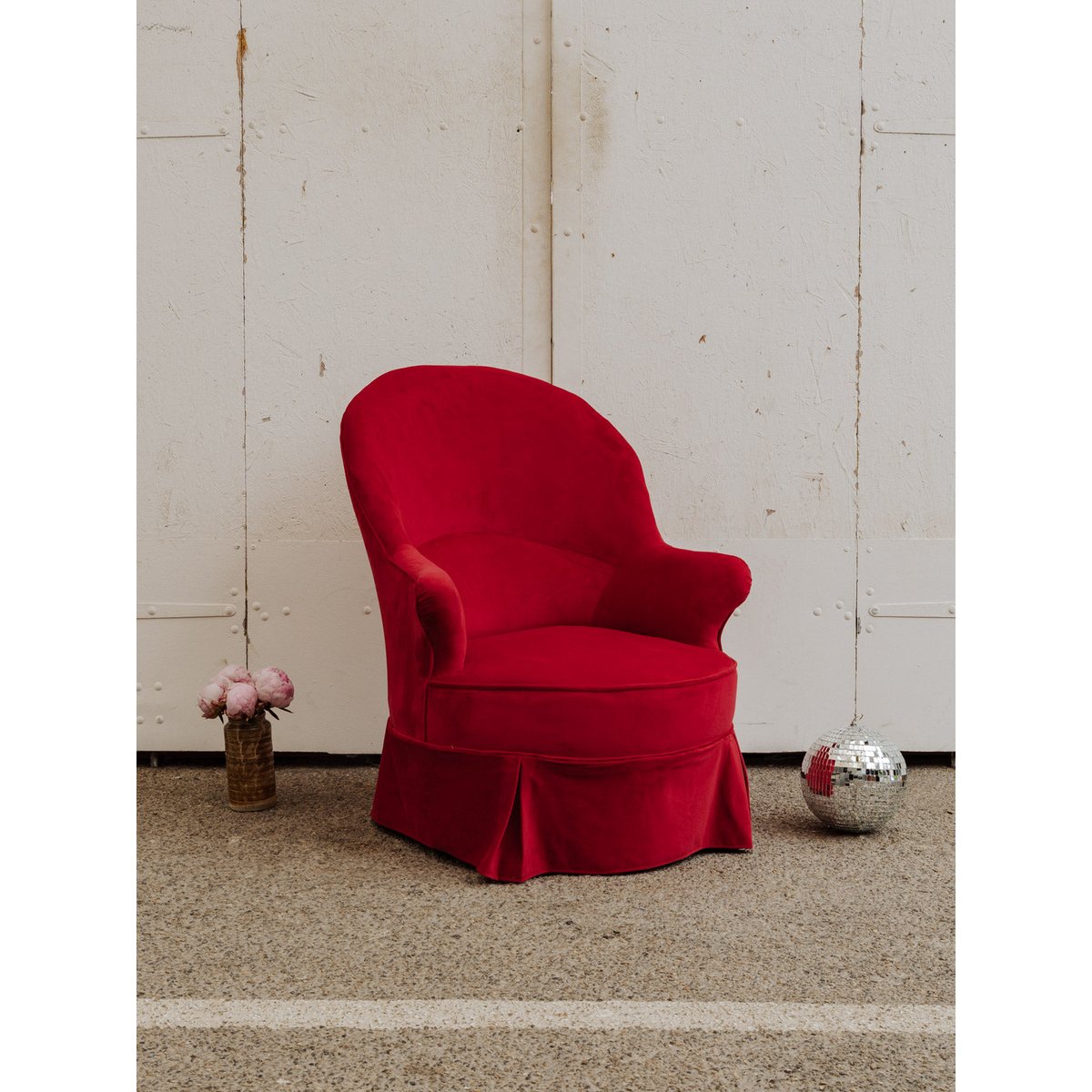 Fauteuil en velours rouge Ernest N°994 - Bon état rouge, DEBONGOUT
