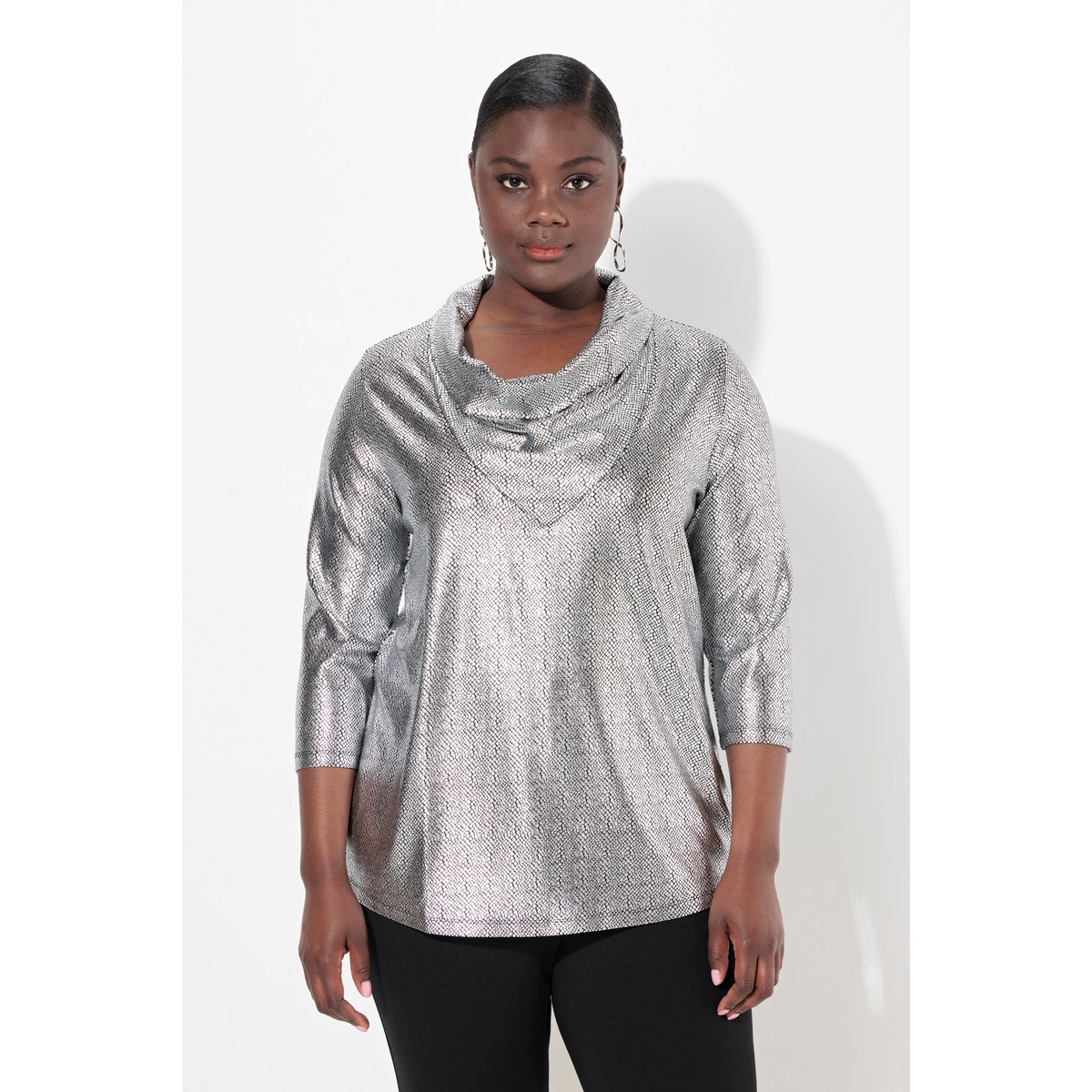 T-shirt coupe Classic à col bénitier argent, ULLA POPKEN