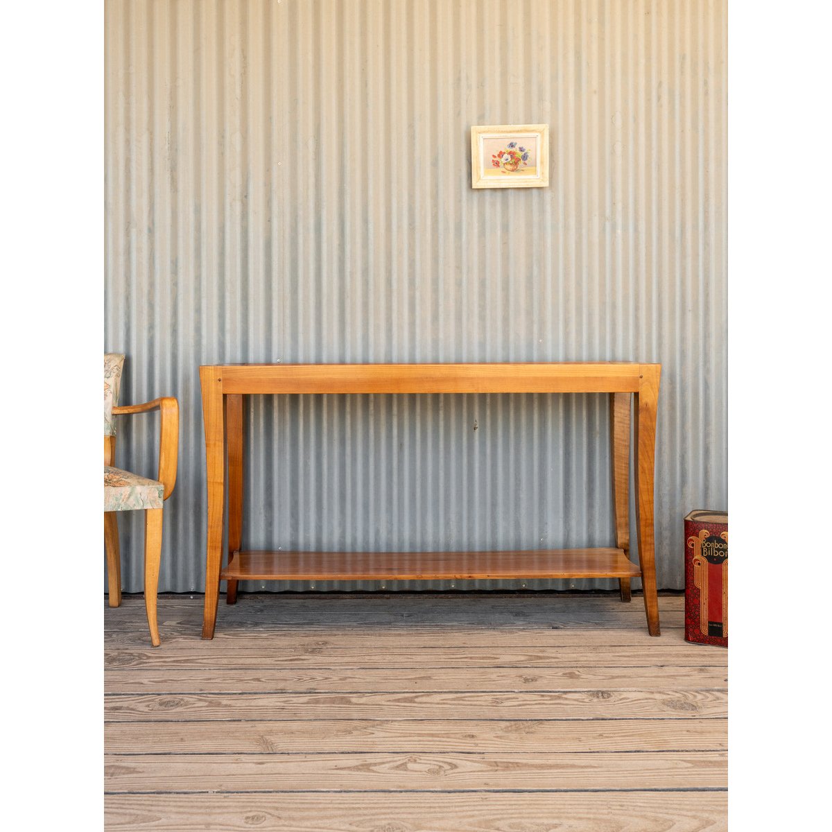 Longue console en bois Francine N°1123 - Bon état bois foncé, DEBONGOUT