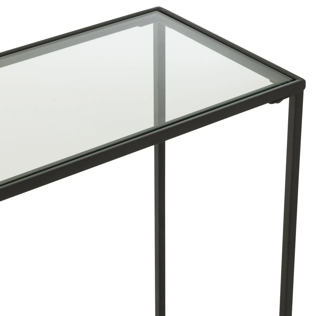Console design double plateau en verre et métal noir L132 - ORION transparent, HELLIN, DEPUIS 1862