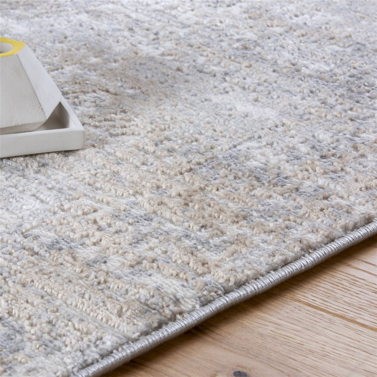 Tapis géométrique effet 3d, Dos en jute taupe clair beige et gris, ARTE ESPINA