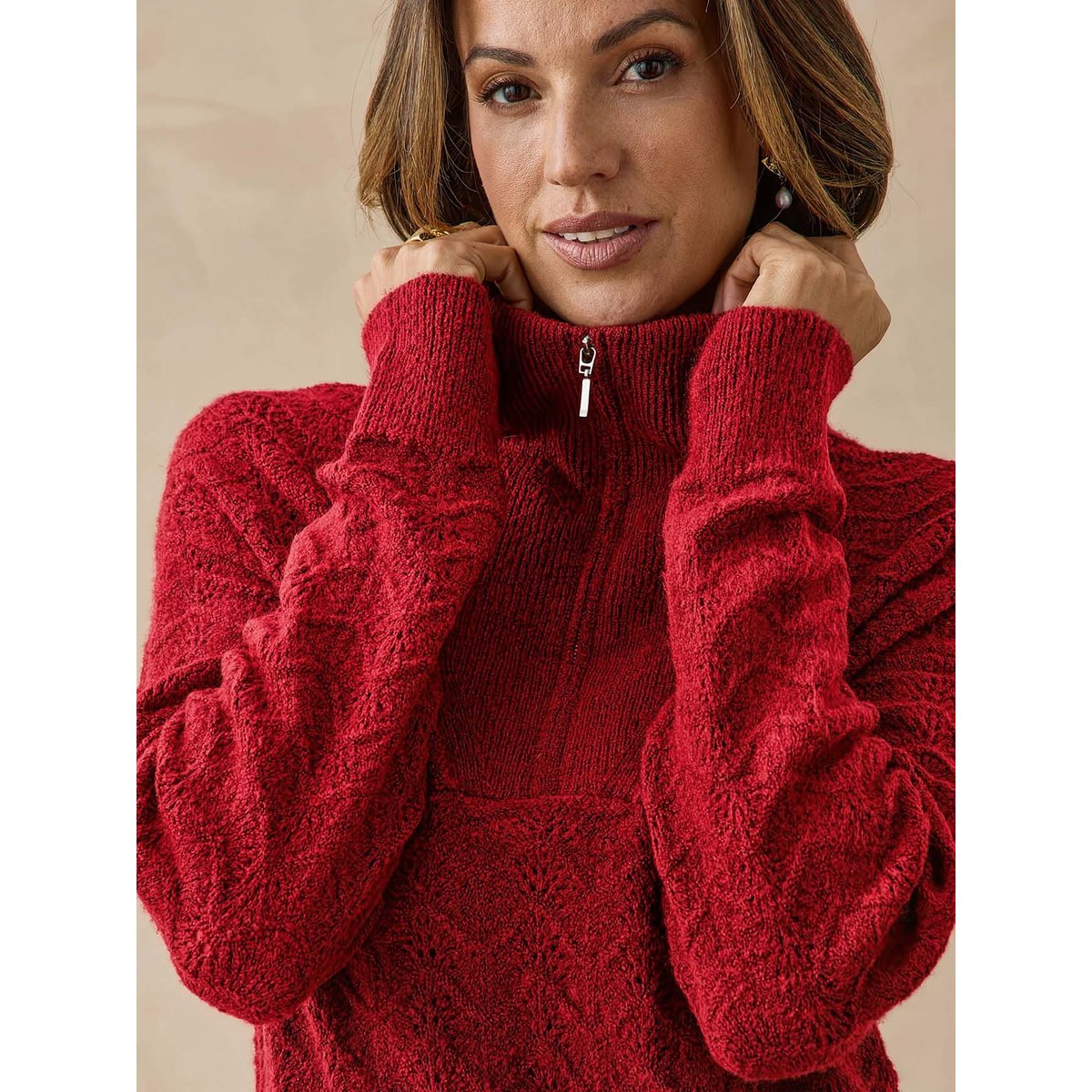 Pull col camionneur femme rouge, DAXON