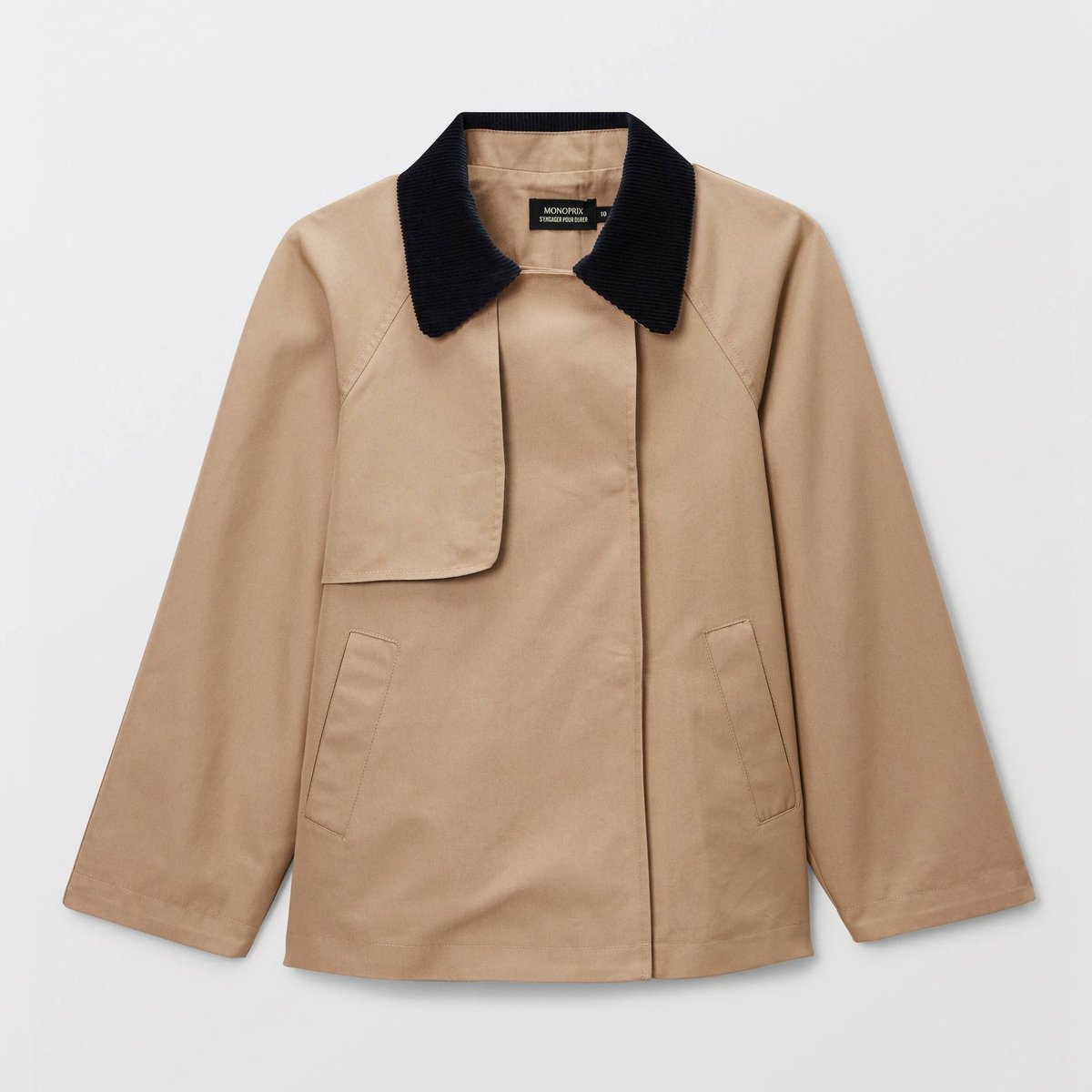 Trench coat col velours pleurote, MONOPRIX