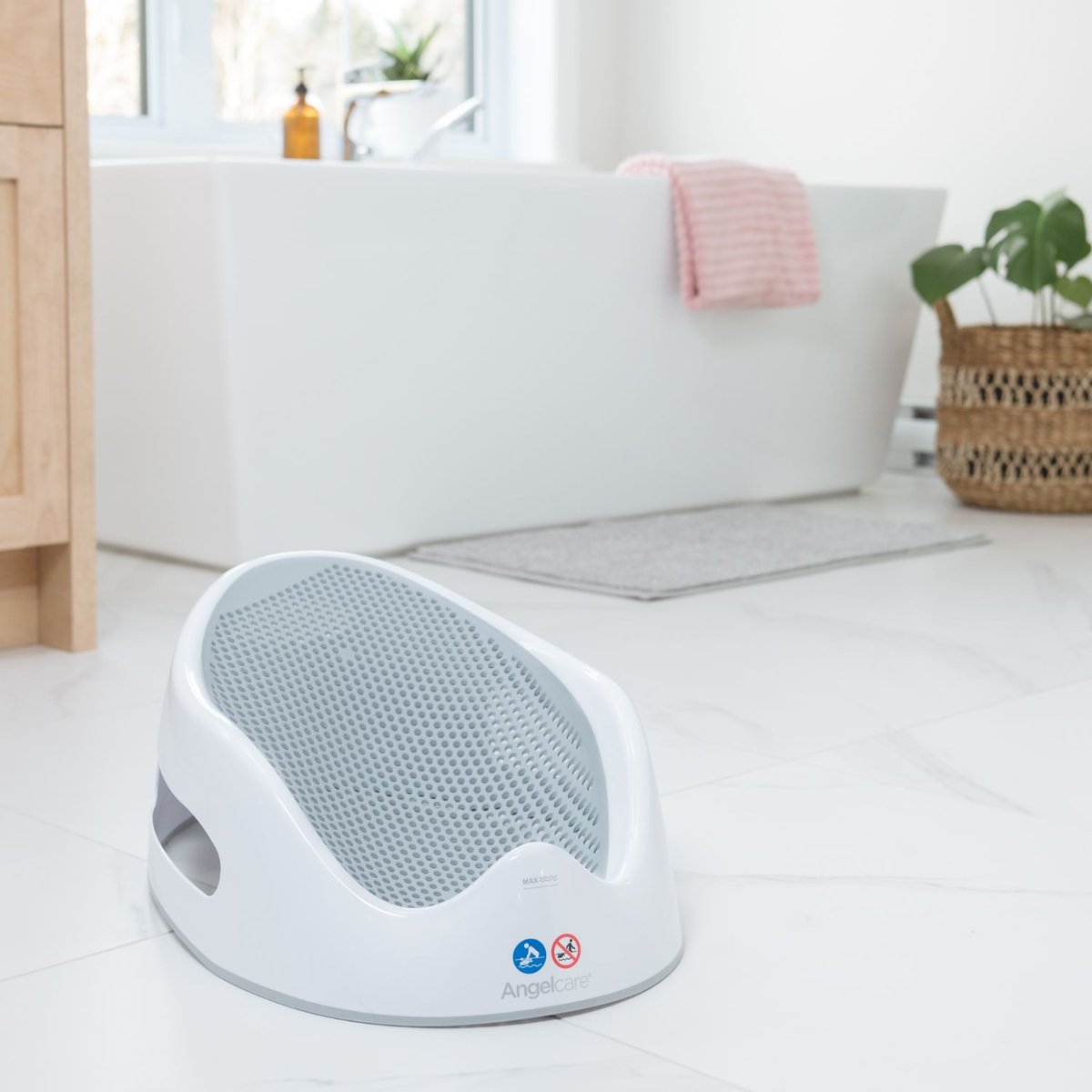 Transat de bain gris, blanc, ANGELCARE