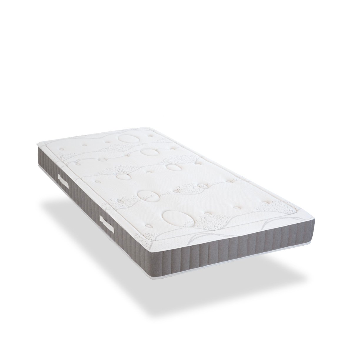 Pack Intuition 140x190 cm Matelas Mousse + Sommier Bois + Accessoires blanc, OLYMPE LITERIE