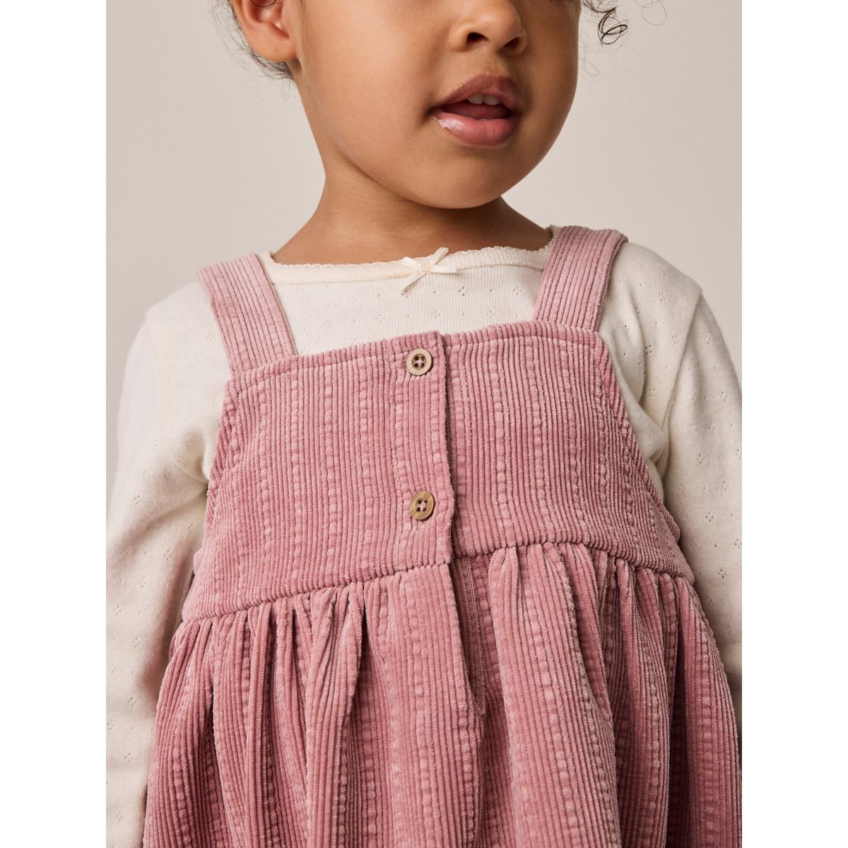 Robe chasuble sans manches en velours côtelé rose pastel, NEXT