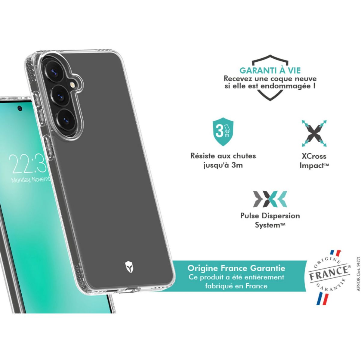 Coque Pulse S26+ OFG transparent couleur unique, FORCE CASE