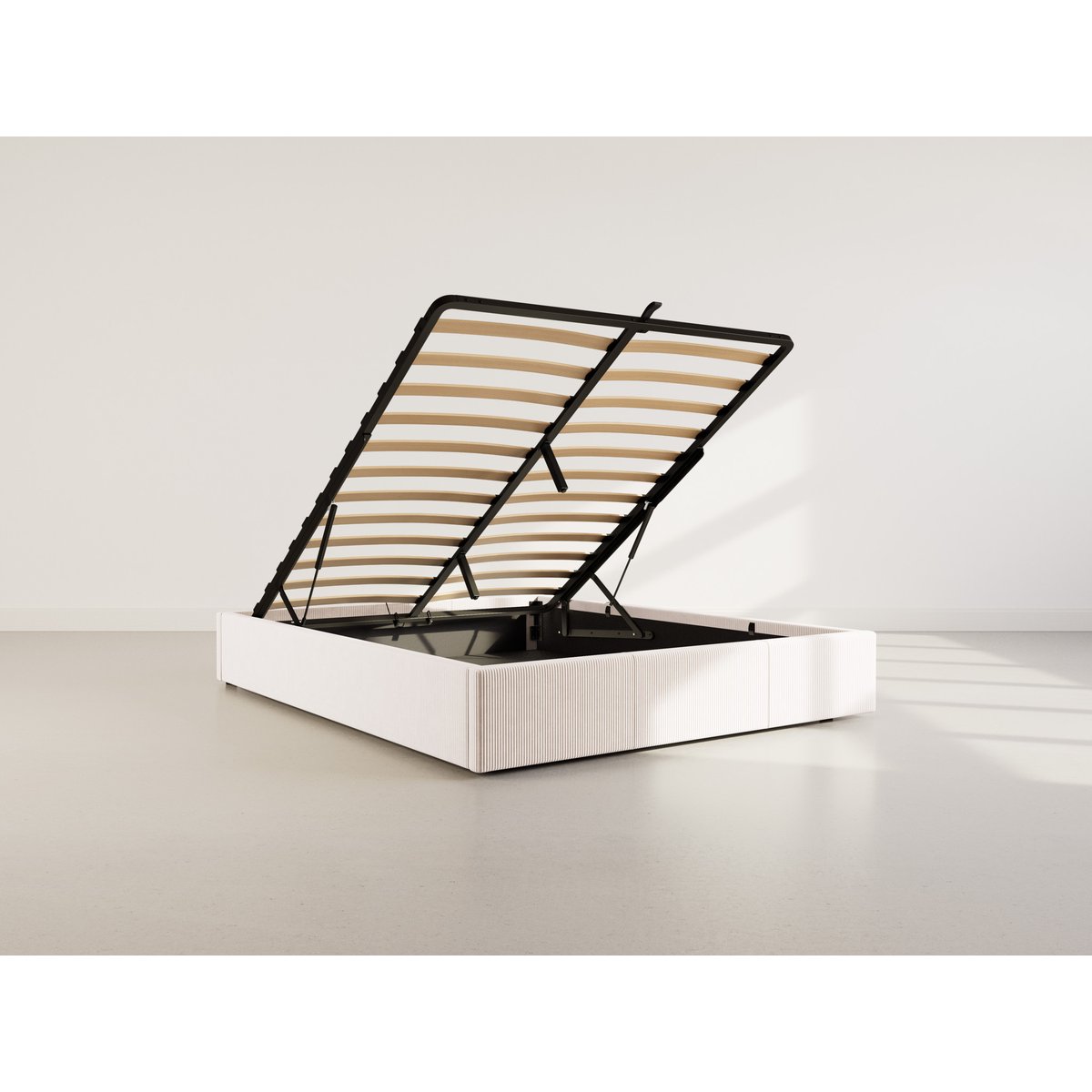 Lit coffre en velours, ISA beige, BEST MOBILIER