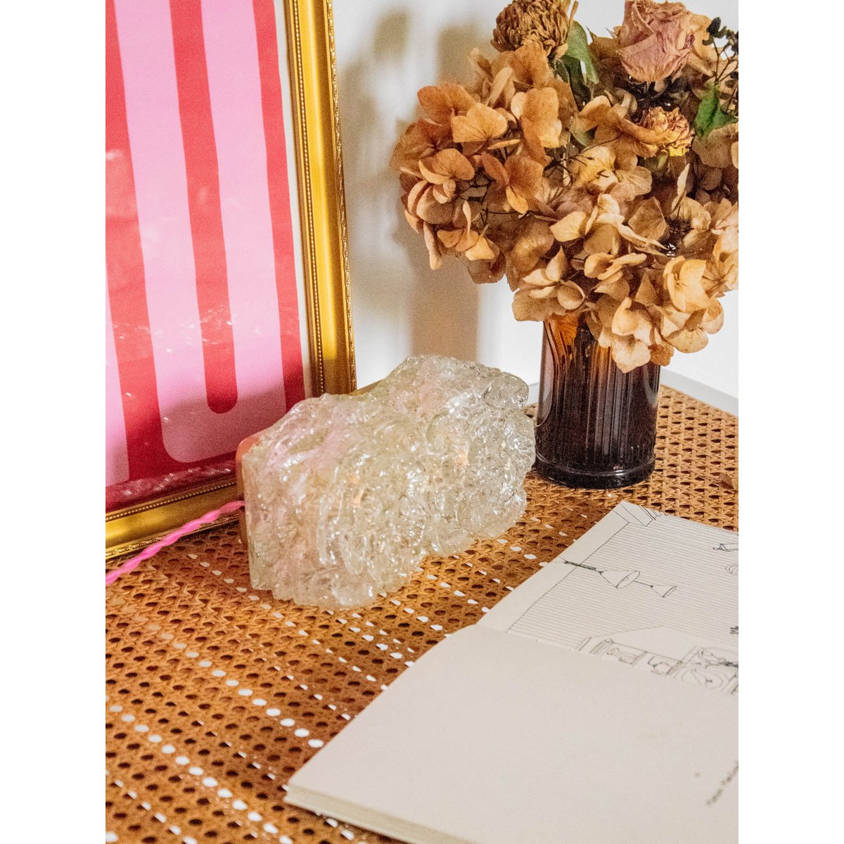 Applique florale rectangulaire en verre Suzette N°183 - Bon état doré, DEBONGOUT