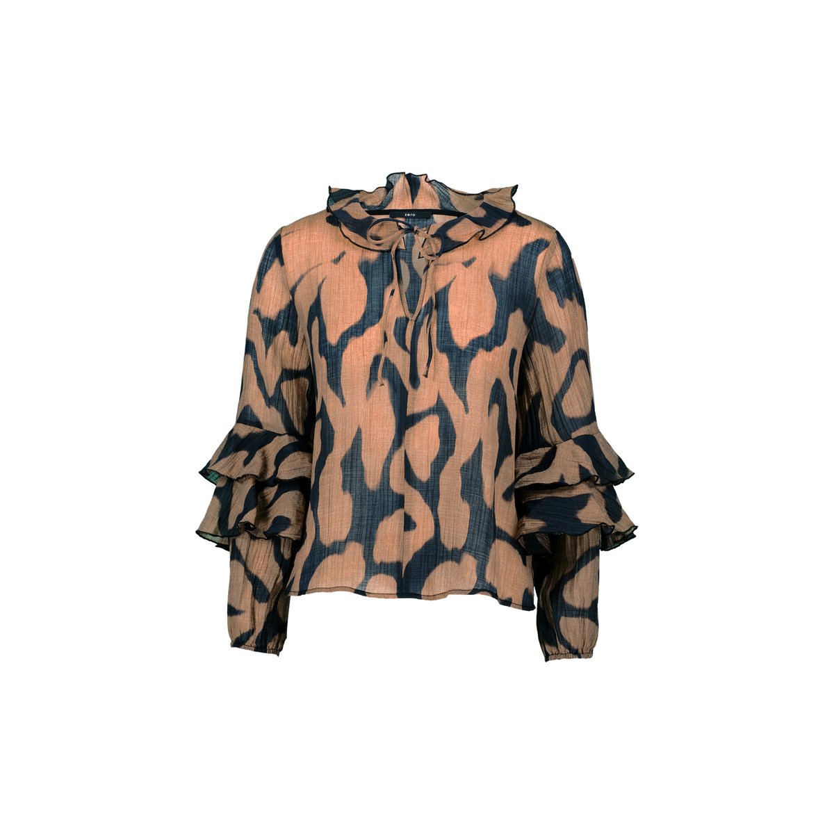Crinkle-Bluse à volants blackcamel, ZERO