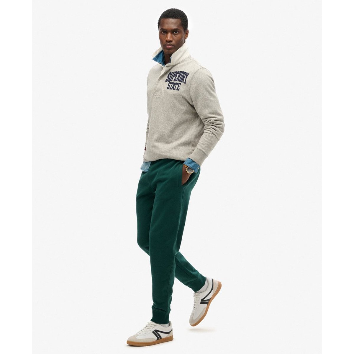 Jogging Essential Logo Semi-Brossé vert pinède foncé, SUPERDRY