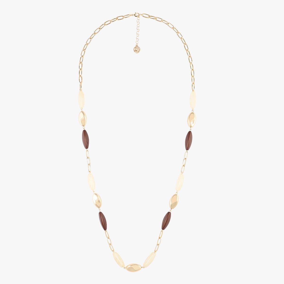 Collier long perles fantaisie écru et marron marron, BALABOOSTE
