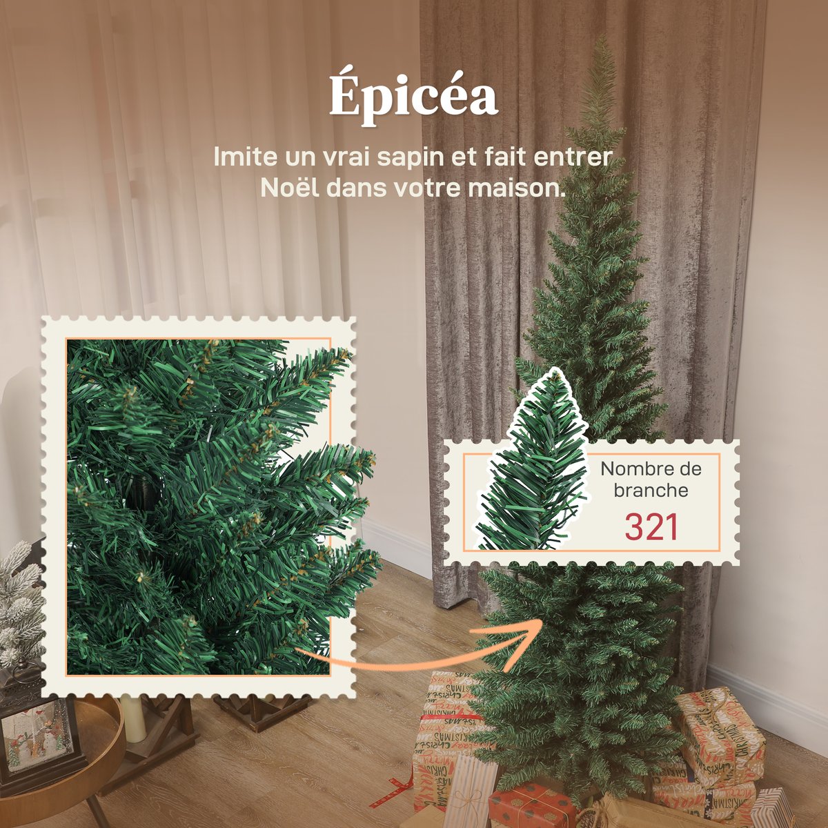 Sapin de Noël Plastique Vert vert, HOMCOM
