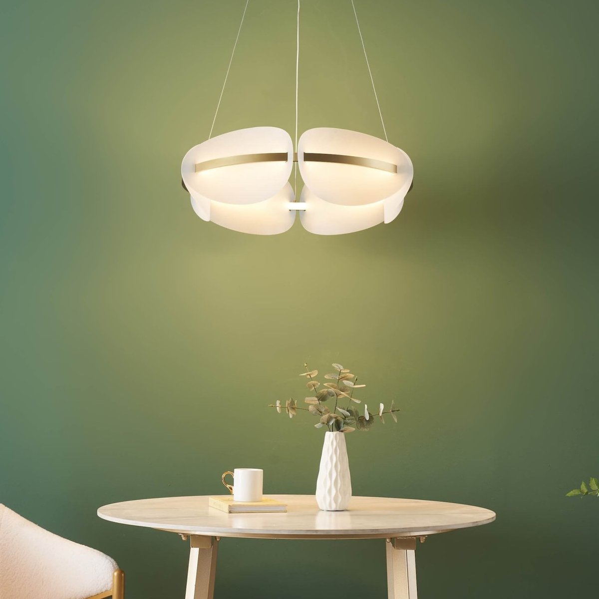 Suspension LED capsule galbée - CRISTALIA blanc et doré, KOSILUM