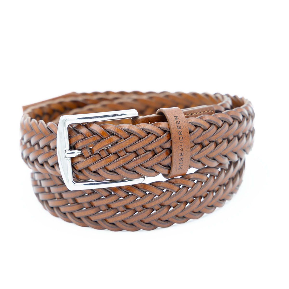 Ceinture tressée cuir George marron, MISE AU GREEN