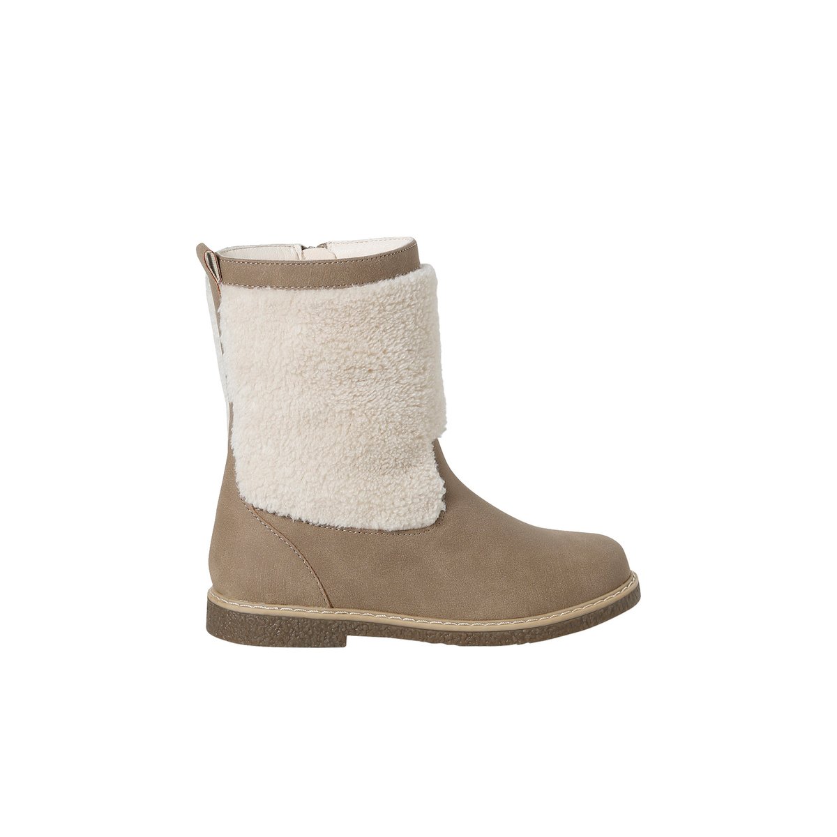 Bottes synthétique fourrées zippées taupe, VERTBAUDET