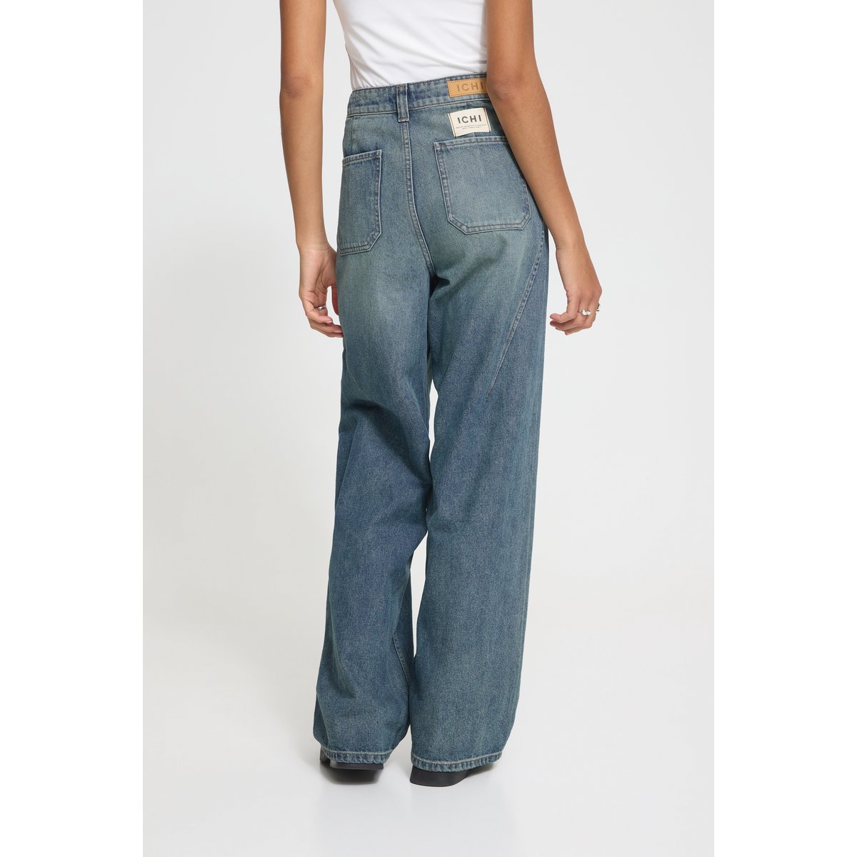 Jean extra large, taille haute bleu denim light blue vintage, ICHI