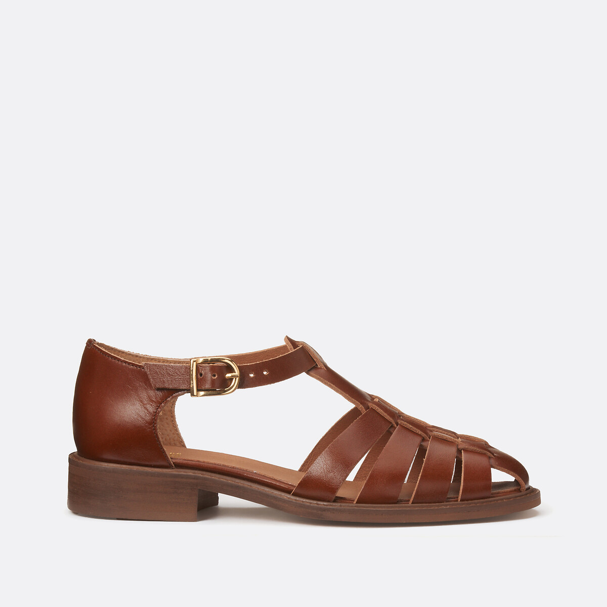 Geschlossene Sandalen aus Leder, Signature SOLENN kamel, LA REDOUTE COLLECTIONS