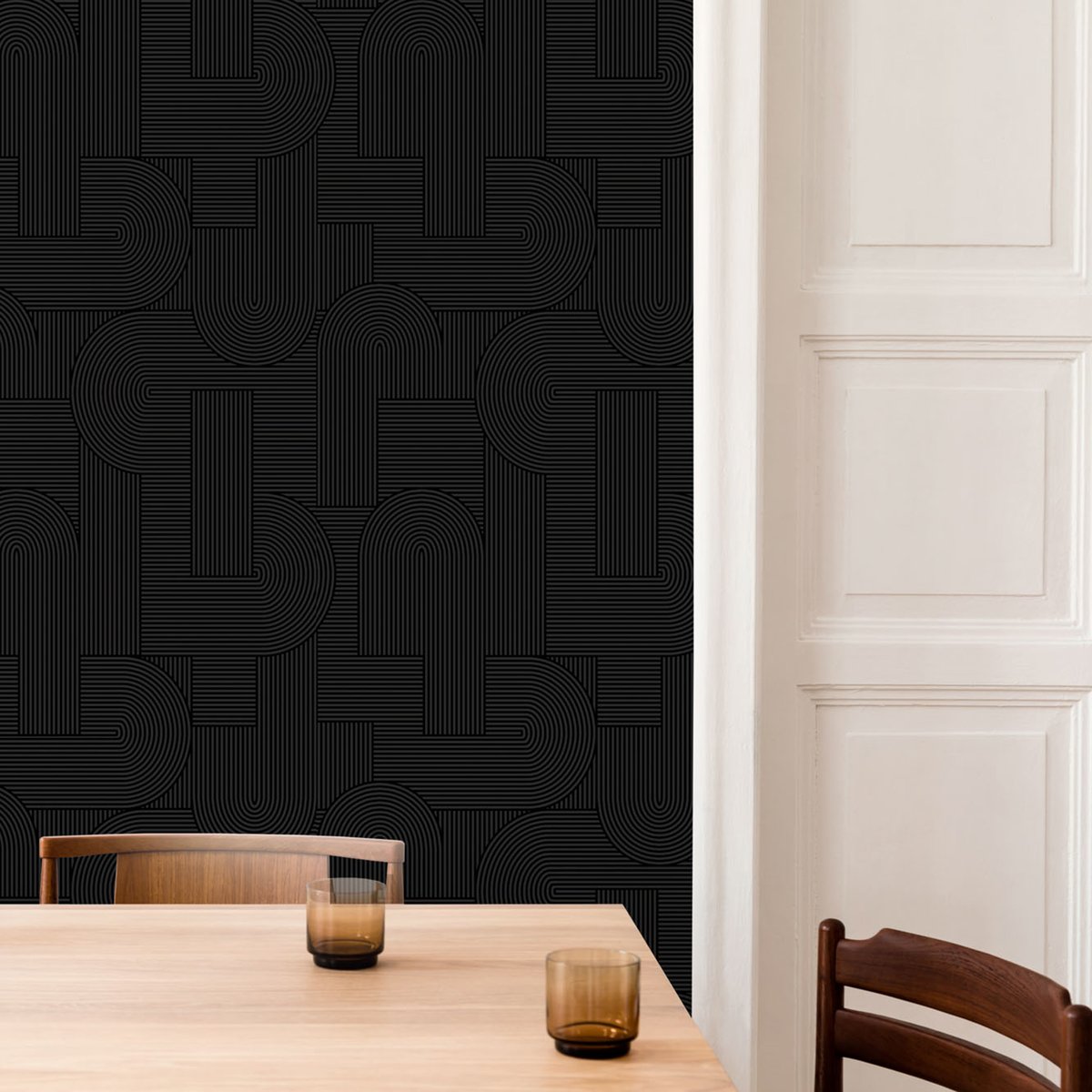 Papier peint rayures Mindful living noir, SUBLIME