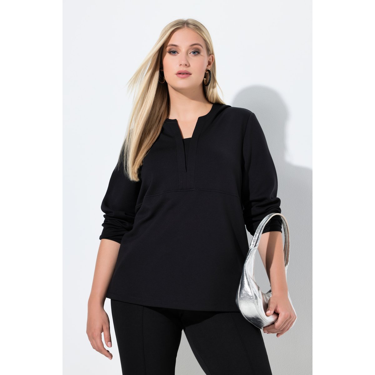 Sweat-shirt en modal mélangé, capuche noir, ULLA POPKEN