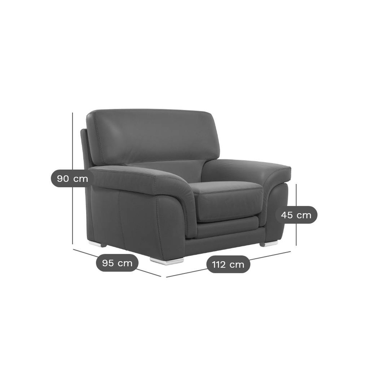 Fauteuil cuir - VITTORIA anthracite, CAMIF