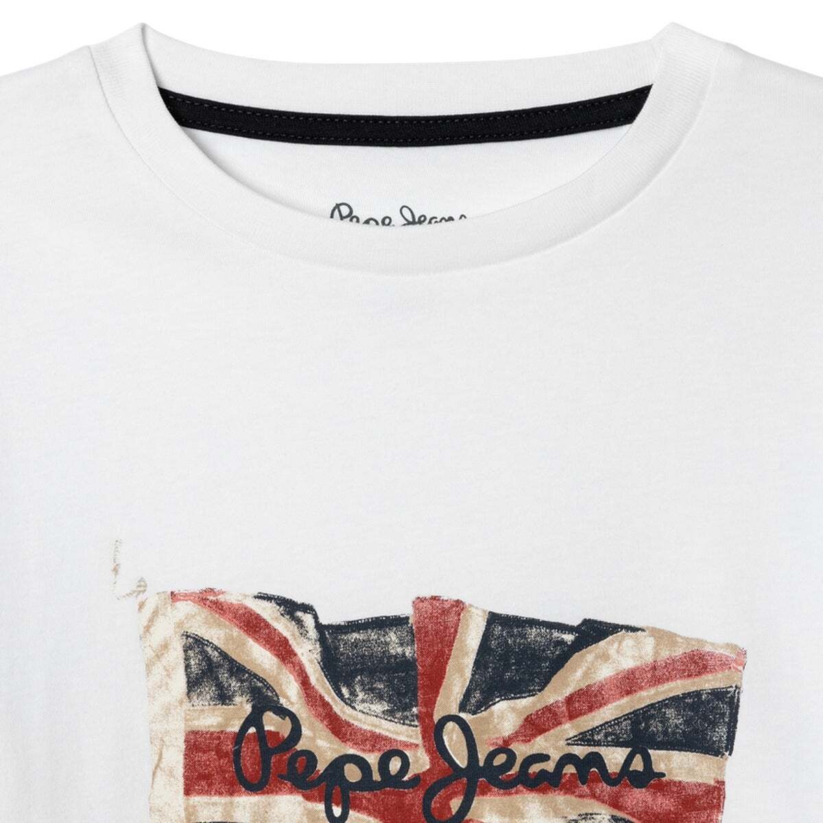 T-Shirt Union Jack Coupe Regular blanc, PEPE JEANS