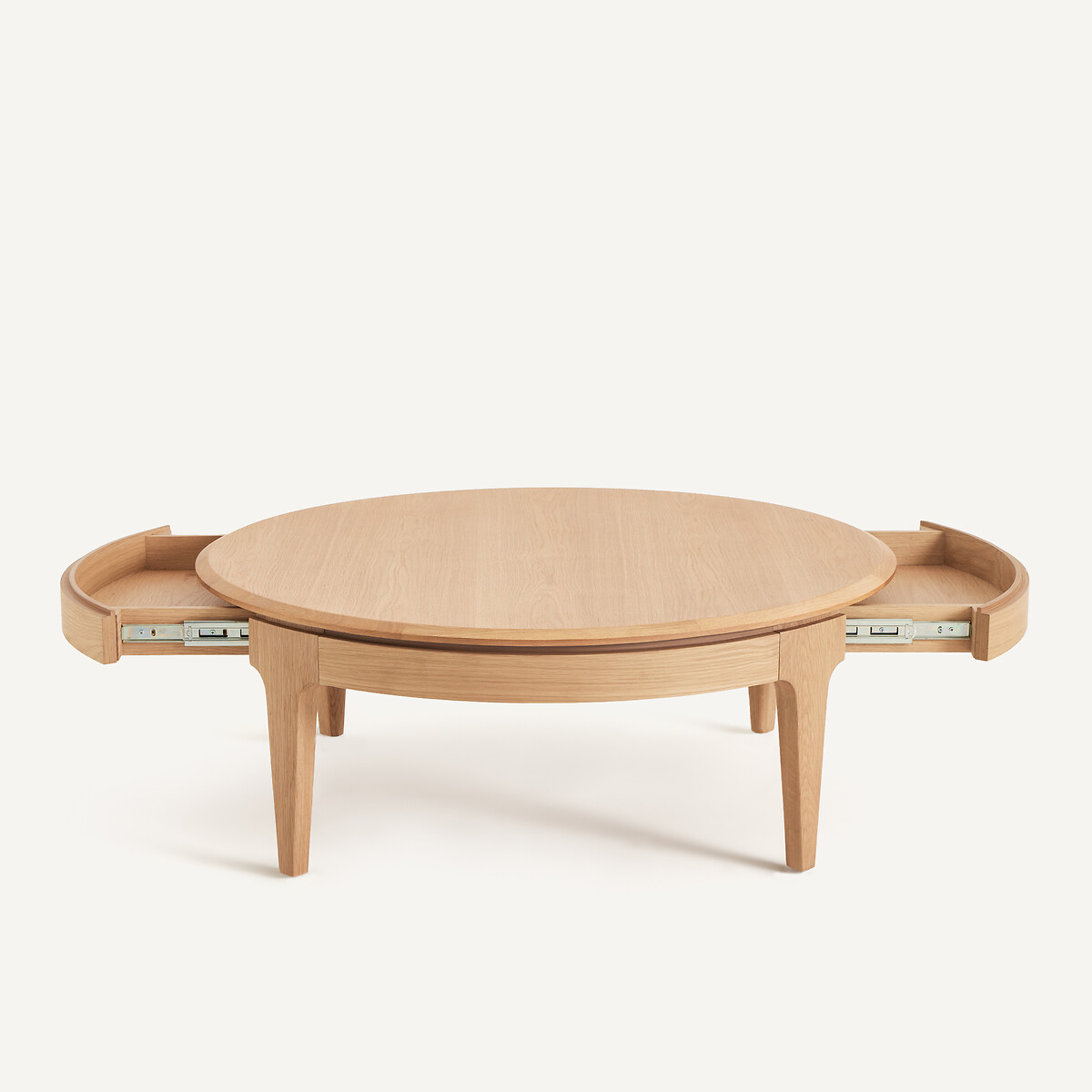 Sanara Solid/Veneer Oak Round Coffee Table with 2 Drawers natural oak, AM.PM