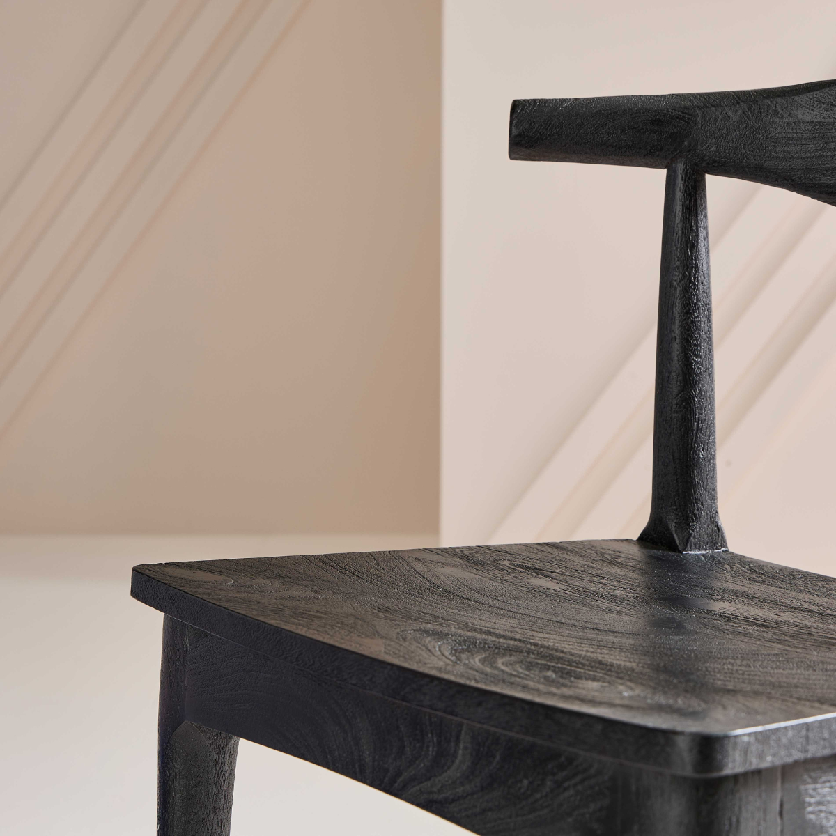 Lot de 2 chaises en acacia massif noir LUCIEN noir, SIGNATURE