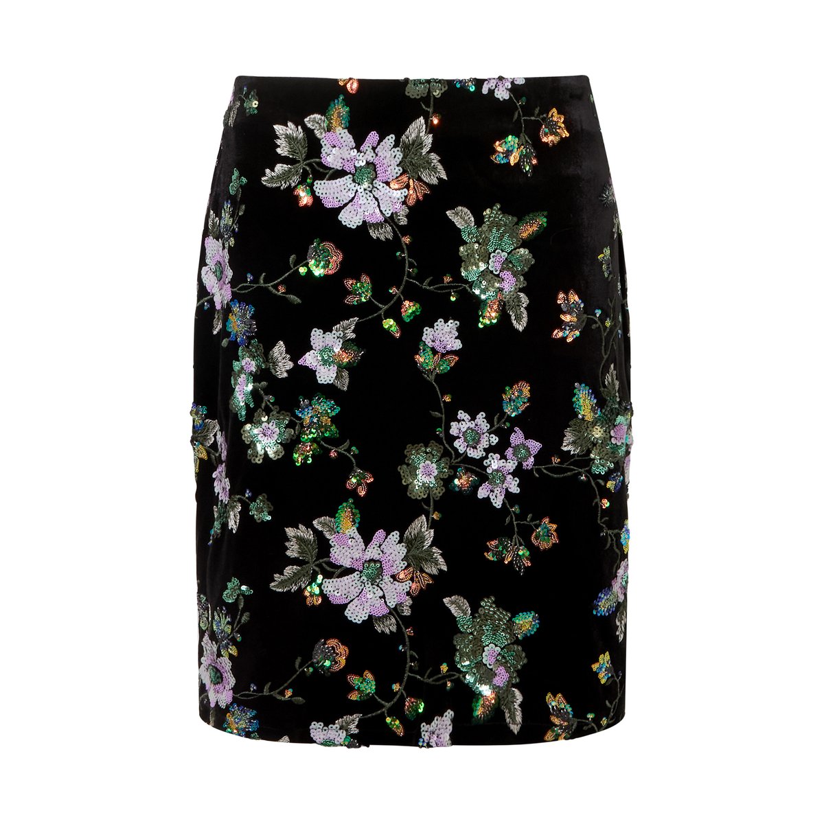 Jupe Courte en Velours Ornée de Fleurs multicolore, JOE BROWNS