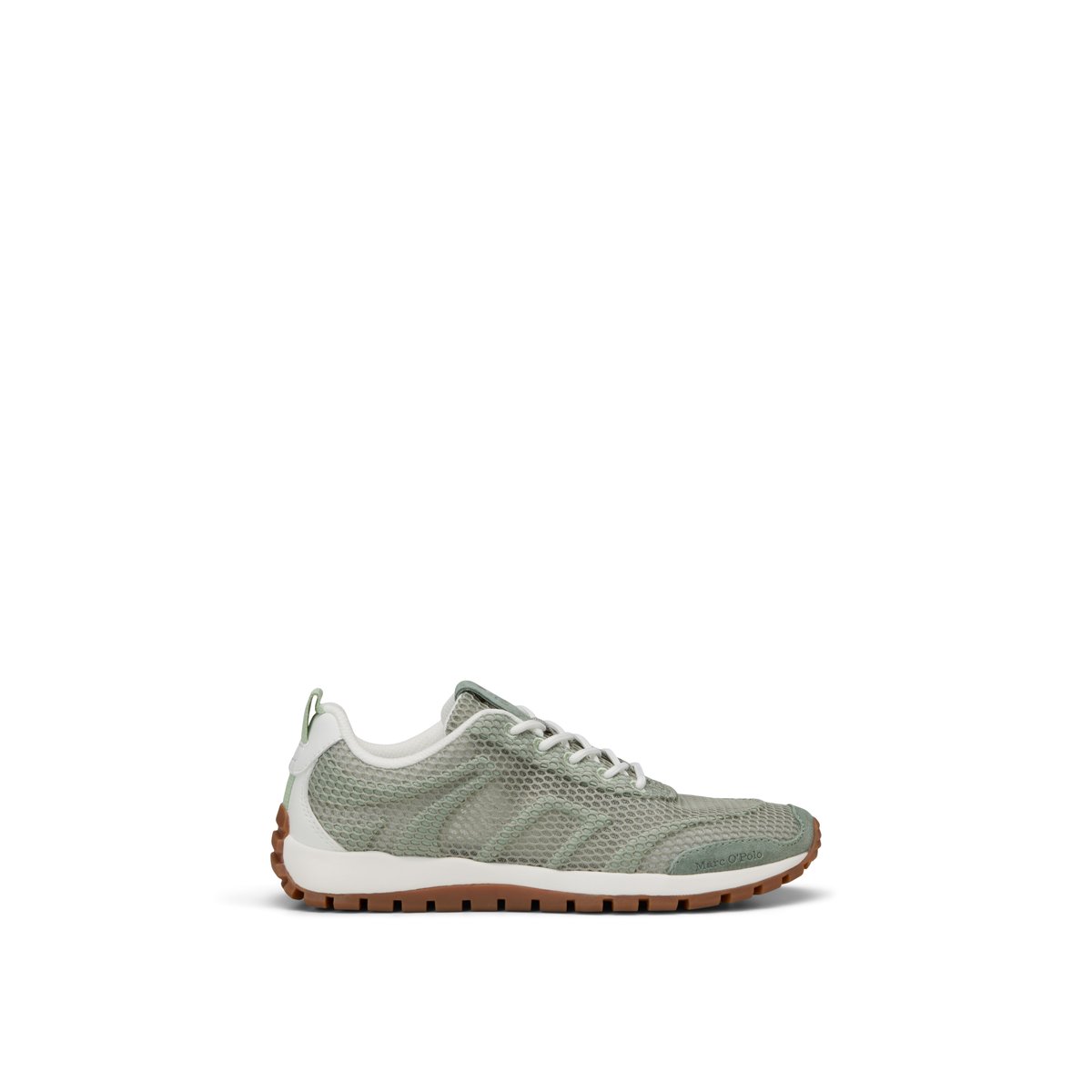 Baskets Modèle Bella en cuir de vache noble et insert en mesh vert clair, MARC O'POLO